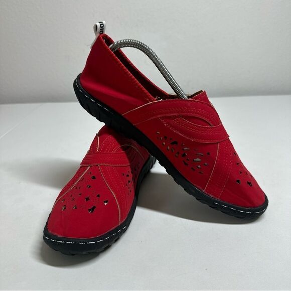 J'ADIOR New Red Slip-On Faux Leather Walking Cushioned Travel Shoe NWOT Sz 8,5 - Picture 5 of 13